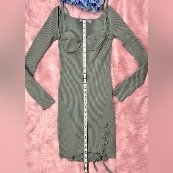 Urban Outfitters Jezebel Ribbed Corset Style Mini Dress Green Sz S - Picture 7 of 10